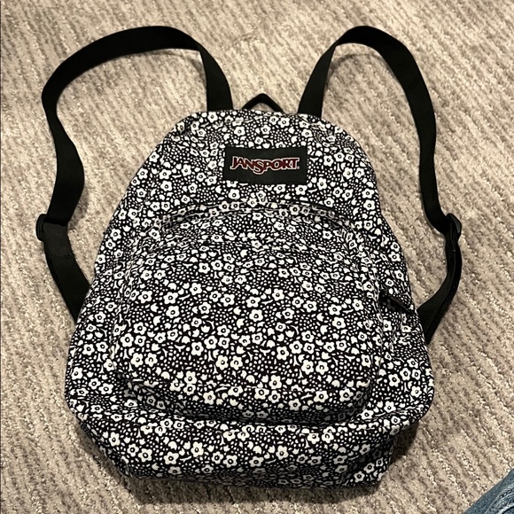 Jansport Handbags - Jansport Black and White Mini Floral Print Backpack